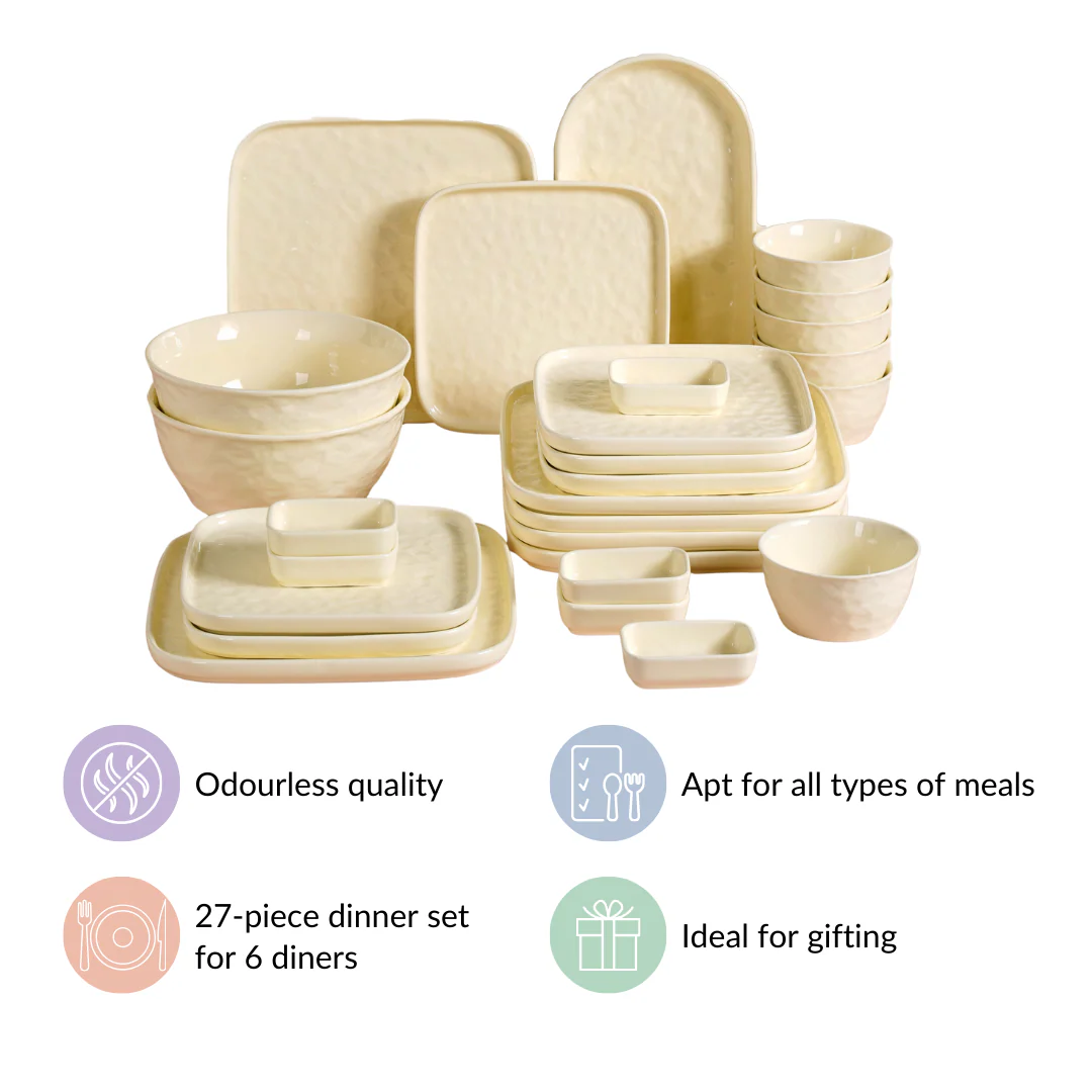 Vanilla White 27-Piece Ceramic Dinnerware Set For 6 - Image 7