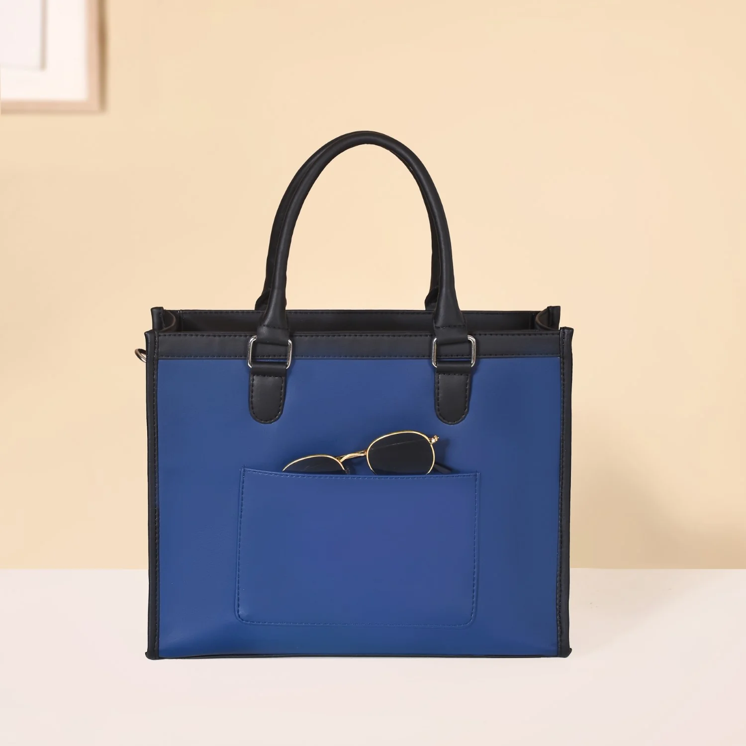 Vegan Leather Book Tote Midnight Blue - Image 11