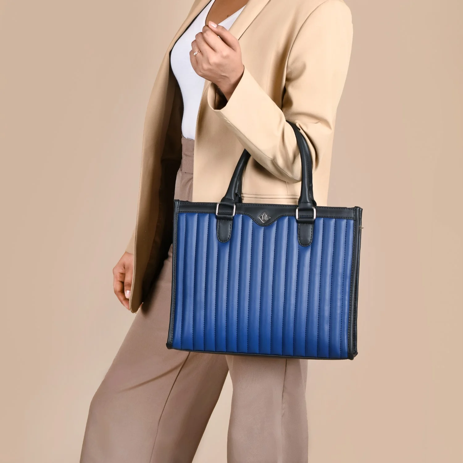 Vegan Leather Book Tote Midnight Blue - Image 2