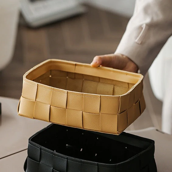 Vegan Leather Multipurpose Basket Beige - Image 9