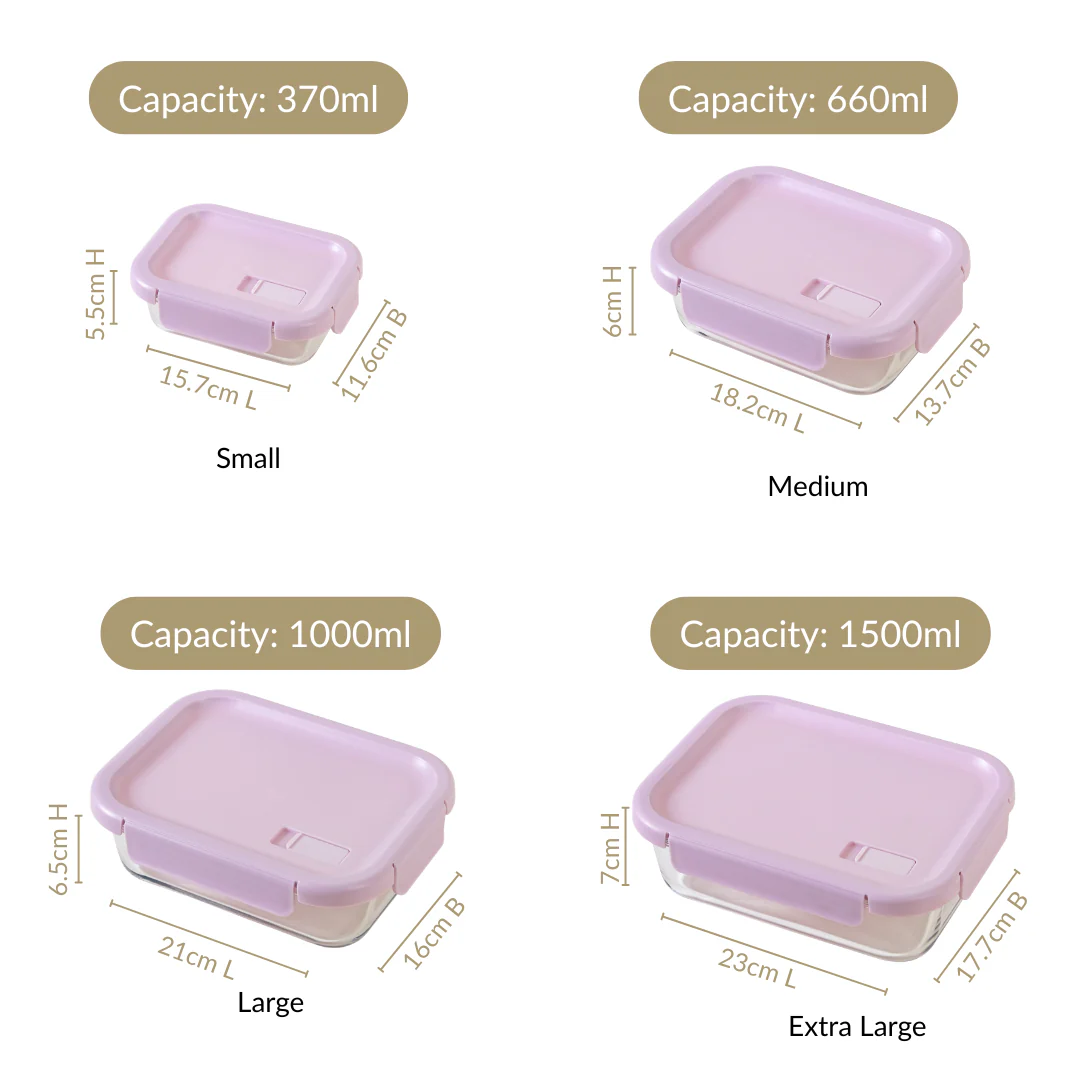Venti Food Containers Lavender Set Of 4 370ml 660ml 1000ml 1500ml - Image 4