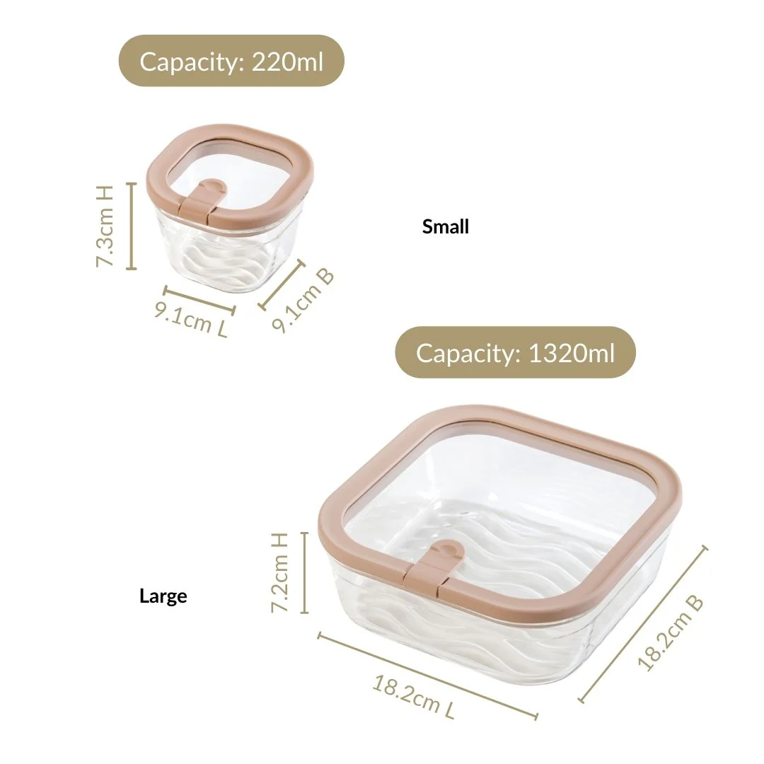 Vento Food Container With Airtight Lid Set Of 5 220ml 1320ml Brown - Image 4