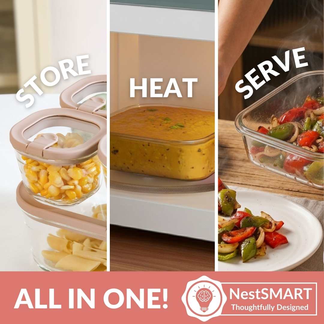 Vento Food Container With Airtight Lid Set Of 5 220ml 1320ml Brown - Image 5