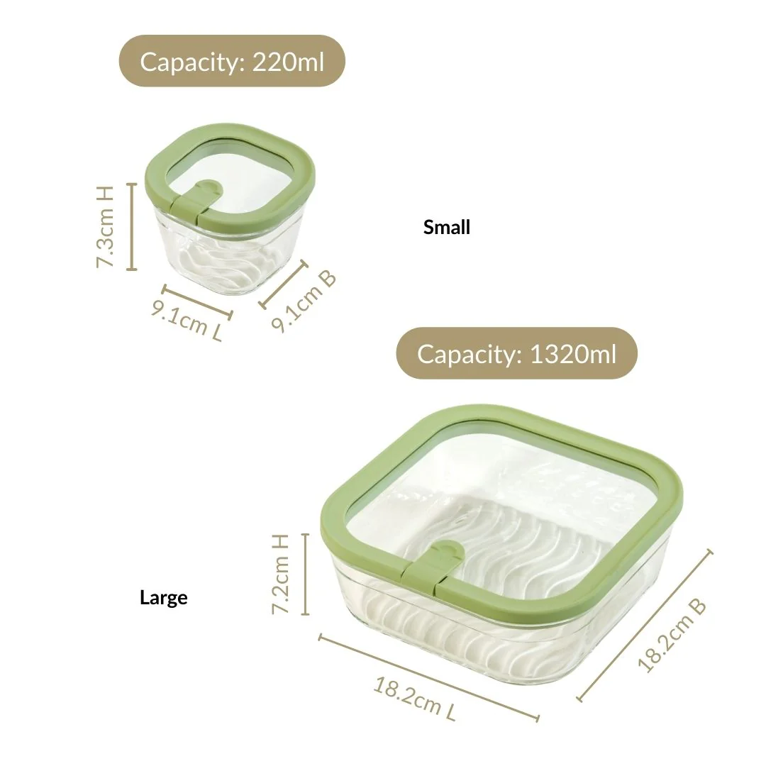 Vento Food Container With Airtight Lid Set Of 5 220ml 1320ml Sage Green - Image 4