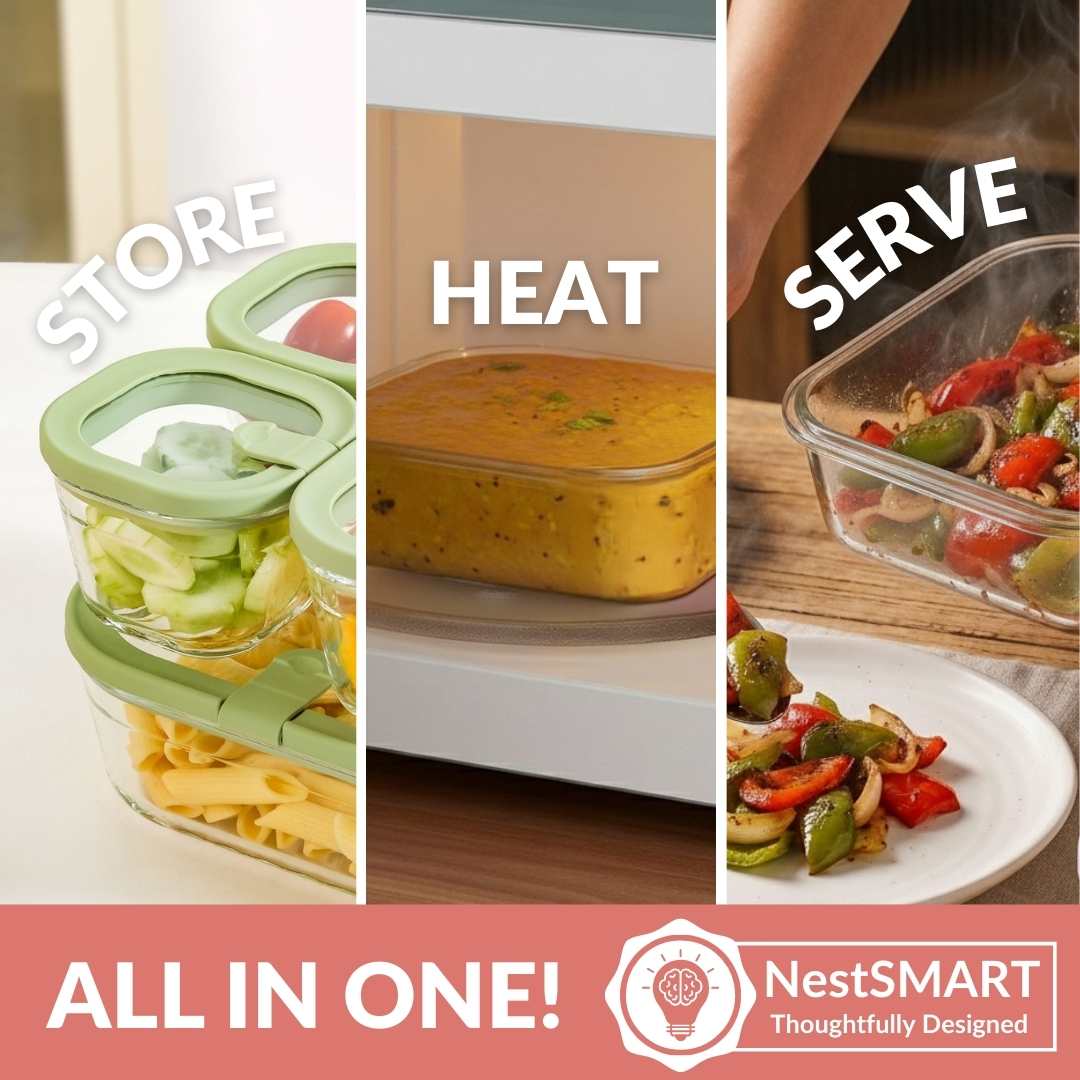 Vento Food Container With Airtight Lid Set Of 5 220ml 1320ml Sage Green - Image 5