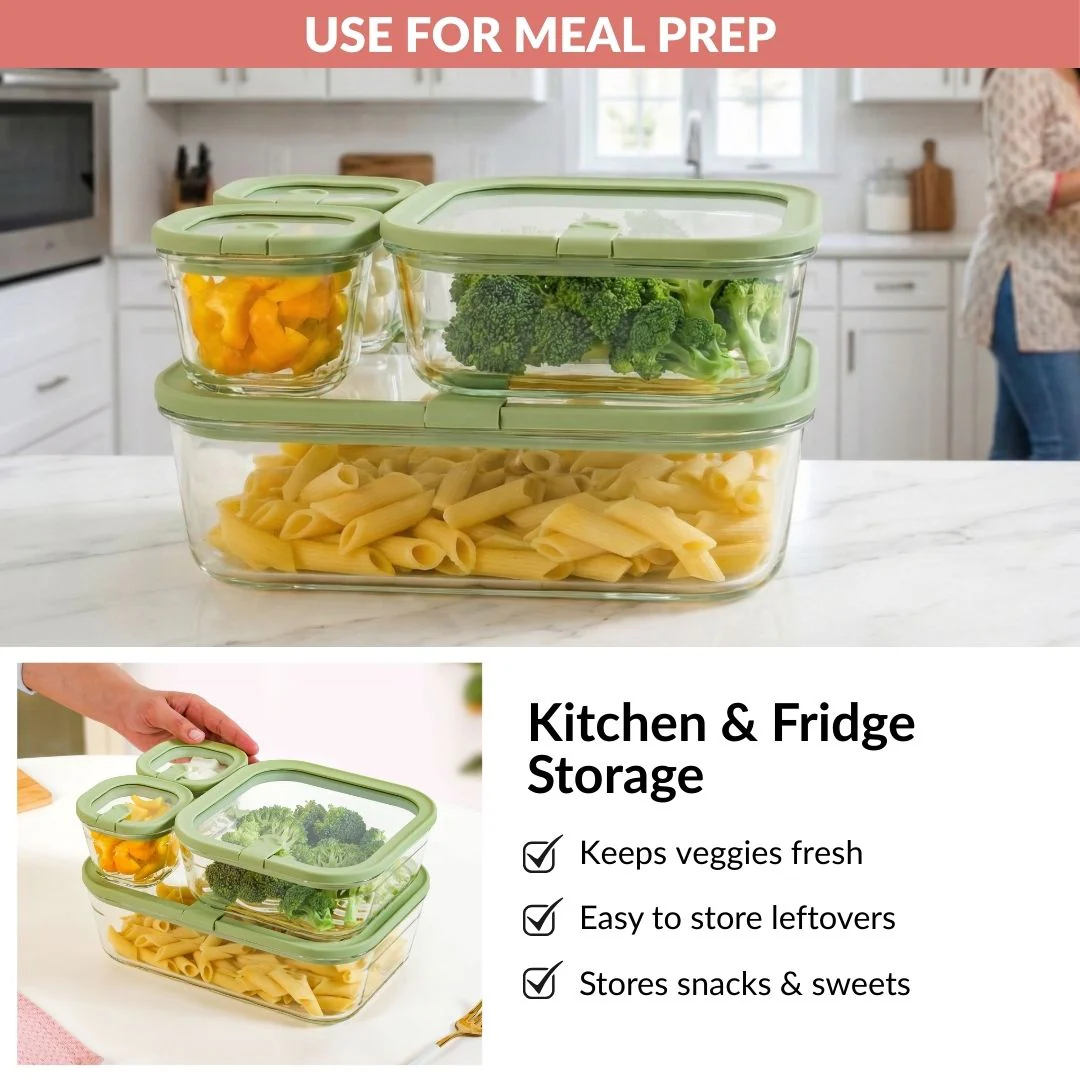 Vento Food Storage Container Set Of 4 220ml 1320ml 2500ml Sage Green - Image 8