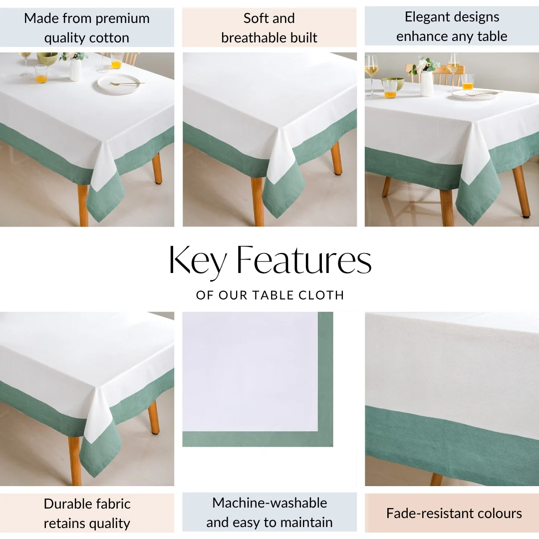 Ventosa Cotton Tablecloth For 6 Seater In Teal 200x150cm - Image 4