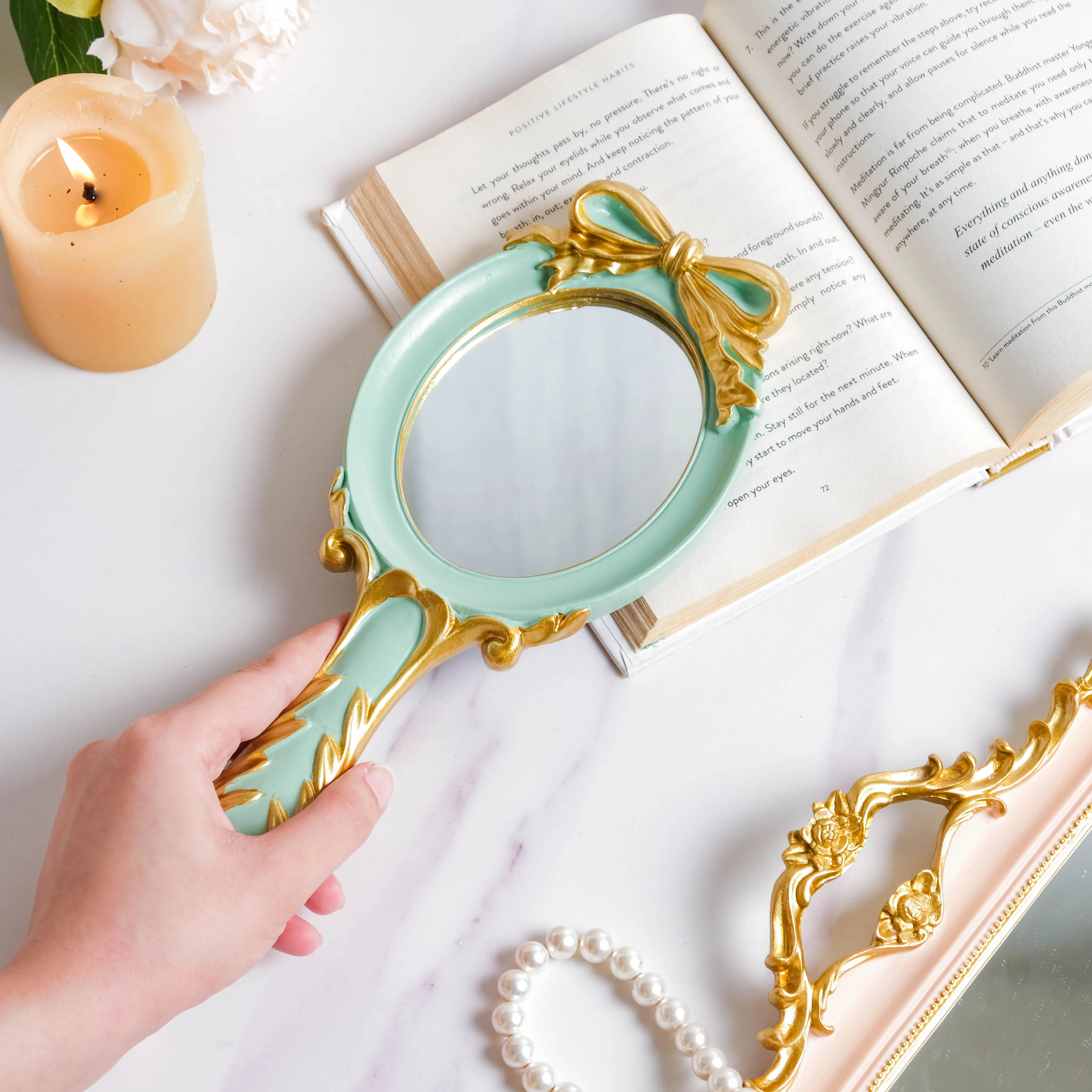 Venus Vanity Handheld Mirror Green - Image 2