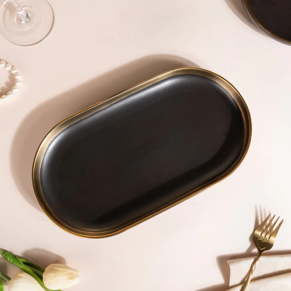 VERA Ceramic Long Plate Black 12 Inch - Image 3