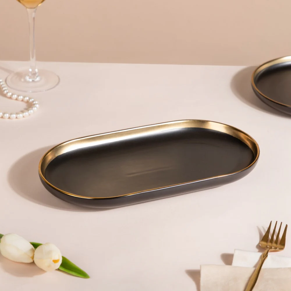 VERA Ceramic Long Plate Black 12 Inch - Image 7