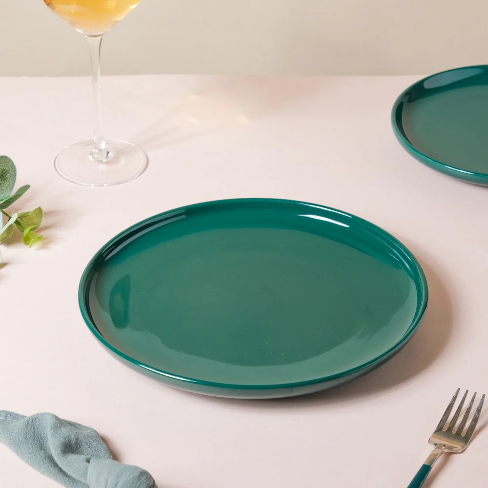 Verdant Round Ceramic Dinner Plate Green 9.5 Inch - Image 2