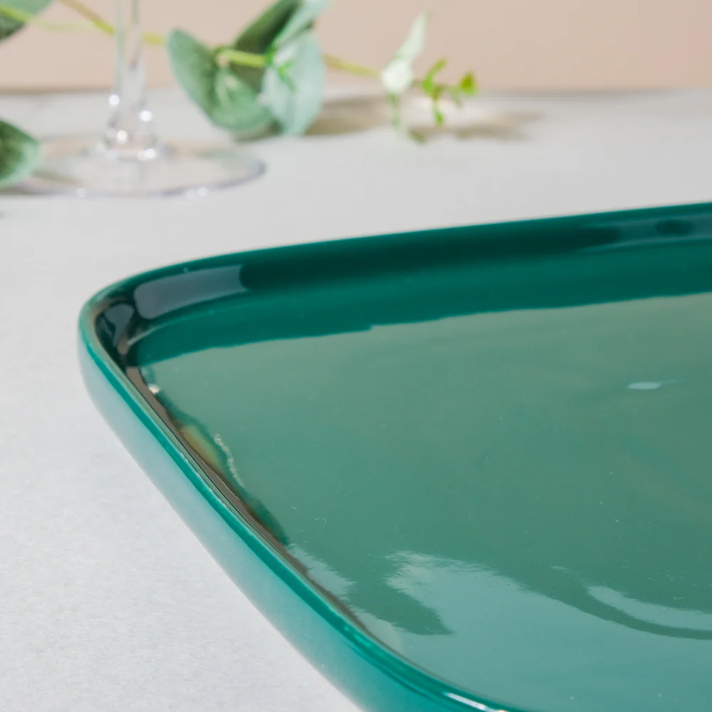 Verdant Square Ceramic Dinner Plate Green 9.5 Inch - Image 5