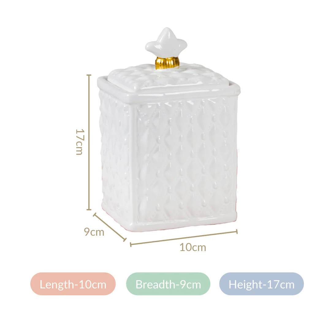 Victorian Vintage Ceramic Jar With Lid Glossy White - Image 3