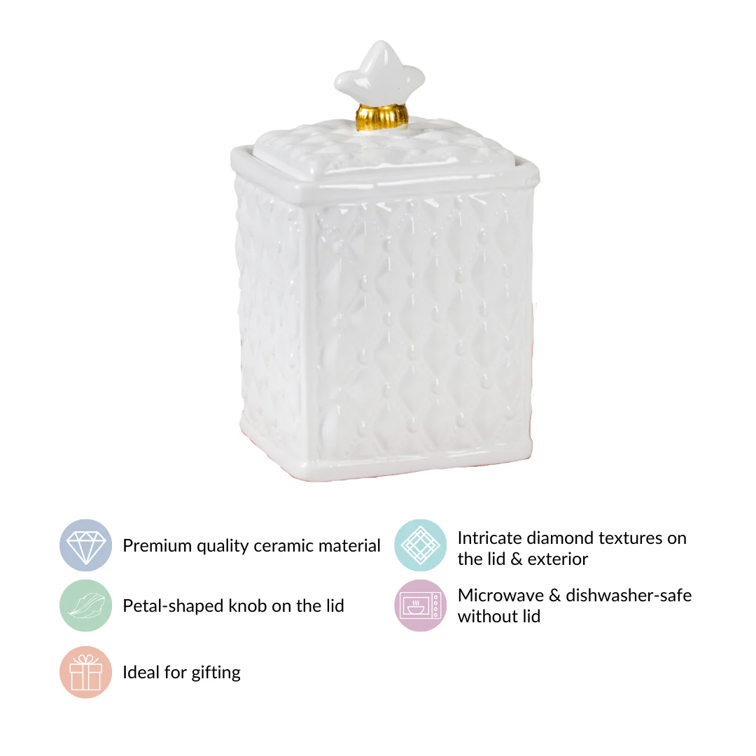 Victorian Vintage Ceramic Jar With Lid Glossy White - Image 7