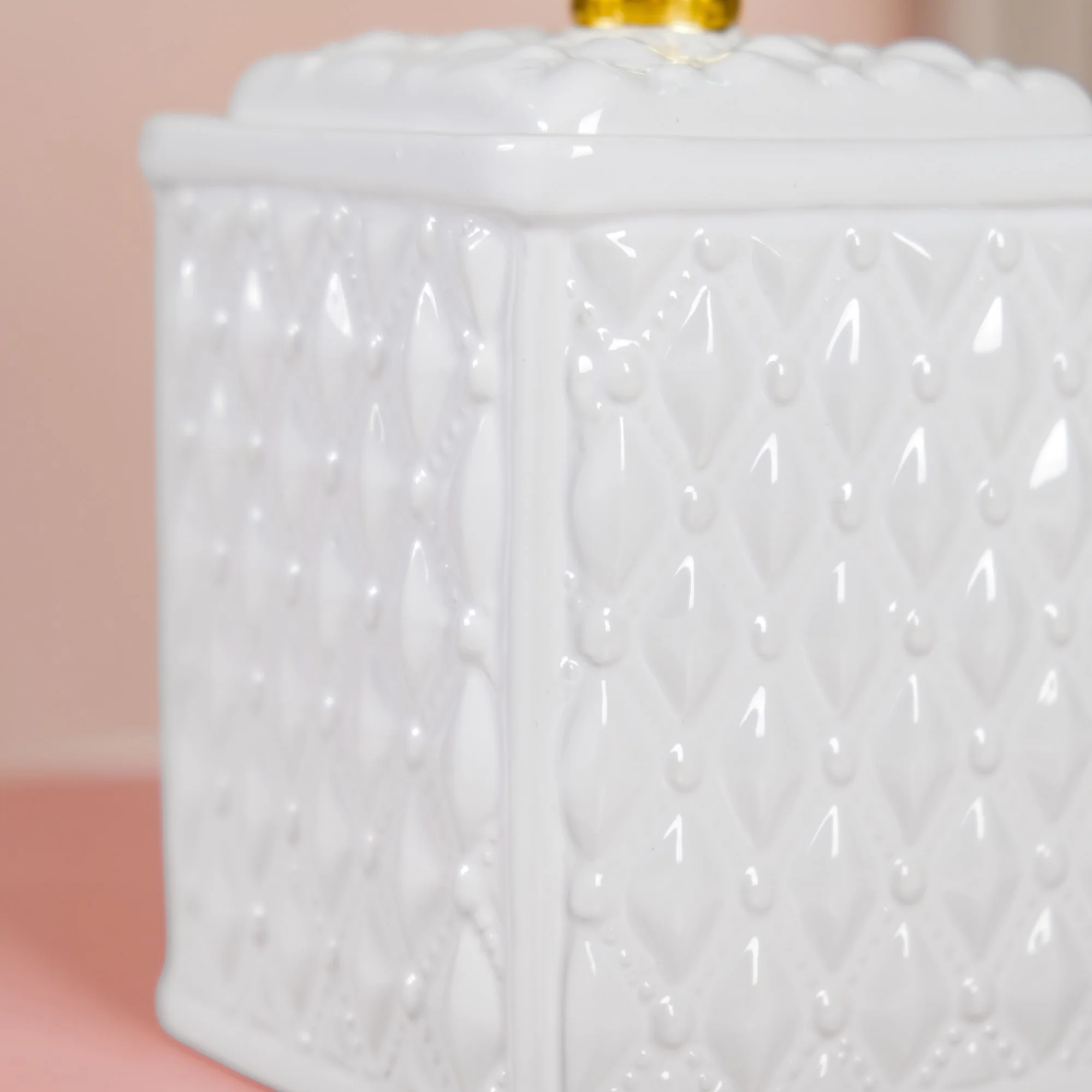 Victorian Vintage Ceramic Jar With Lid Glossy White - Image 9