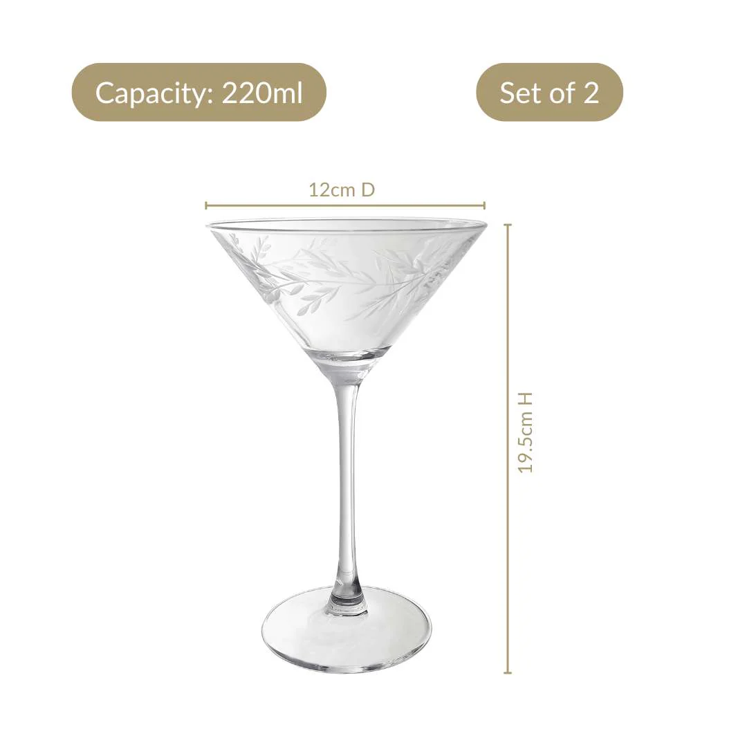 Vinea Etched Martini Glass Set Of 2 220ml - Image 4