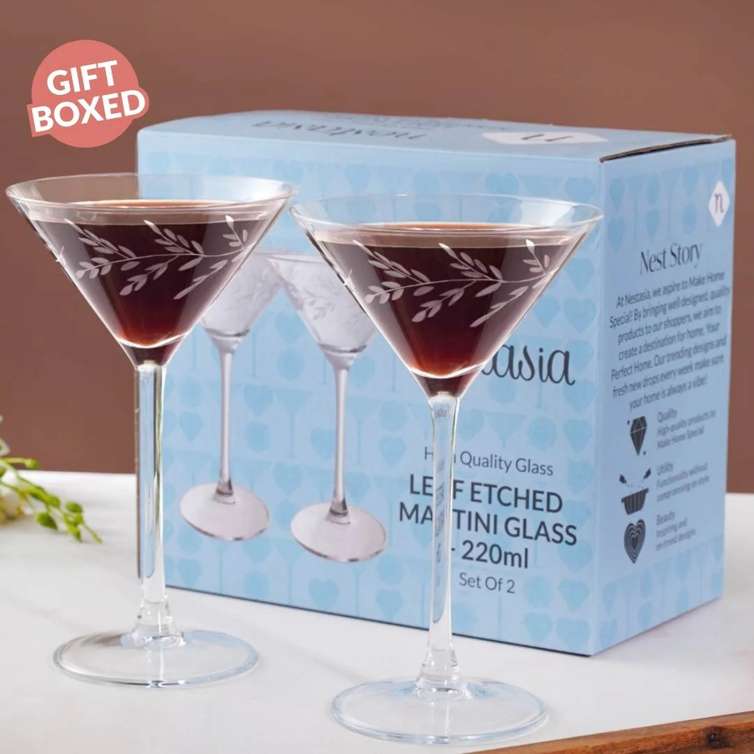 Vinea Etched Martini Glass Set Of 2 220ml - Image 7