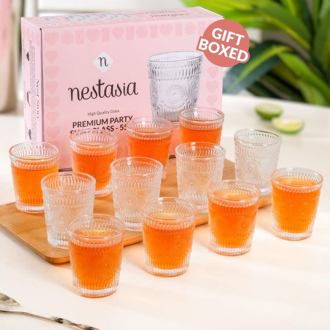 Vintage Embossed Shot Glass Set Of 12 55ml - Image 4