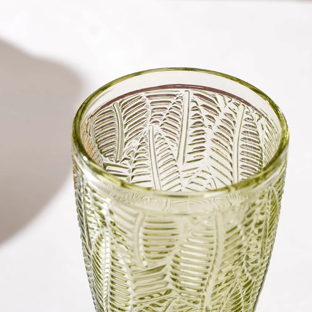 Vintage Engraved Wine Glass Green Set of 6 300 ml - Image 5