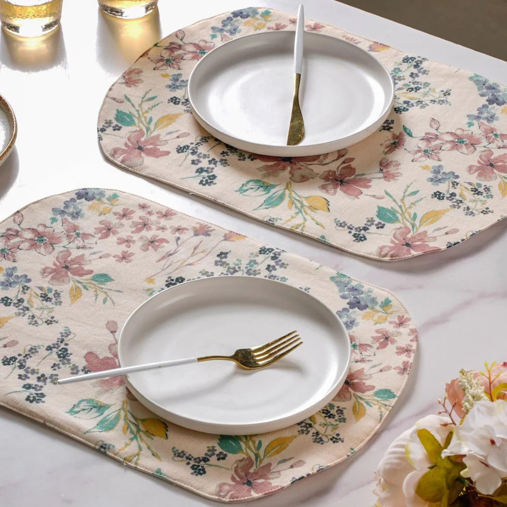 Vintage Floral Cotton Printed Table Mat Set Of 2 - Image 6
