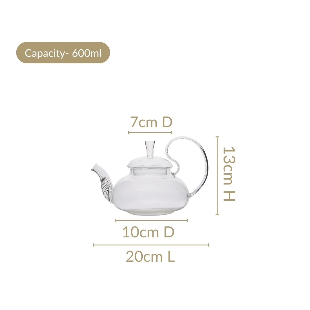 Vintage Glass Tea Pot With Spout Strainer 600ml - Image 3