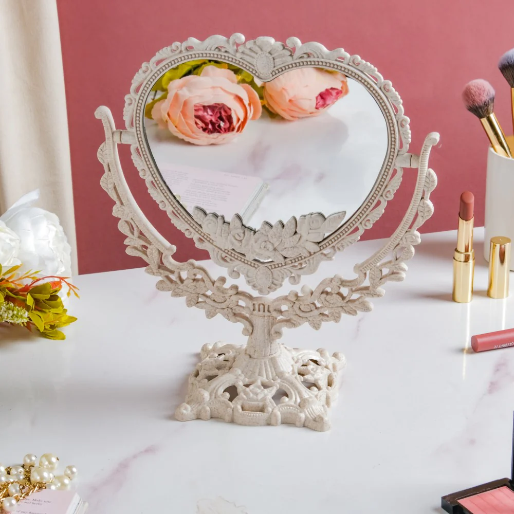 Vintage Heart Double Sided Mirror Ivory