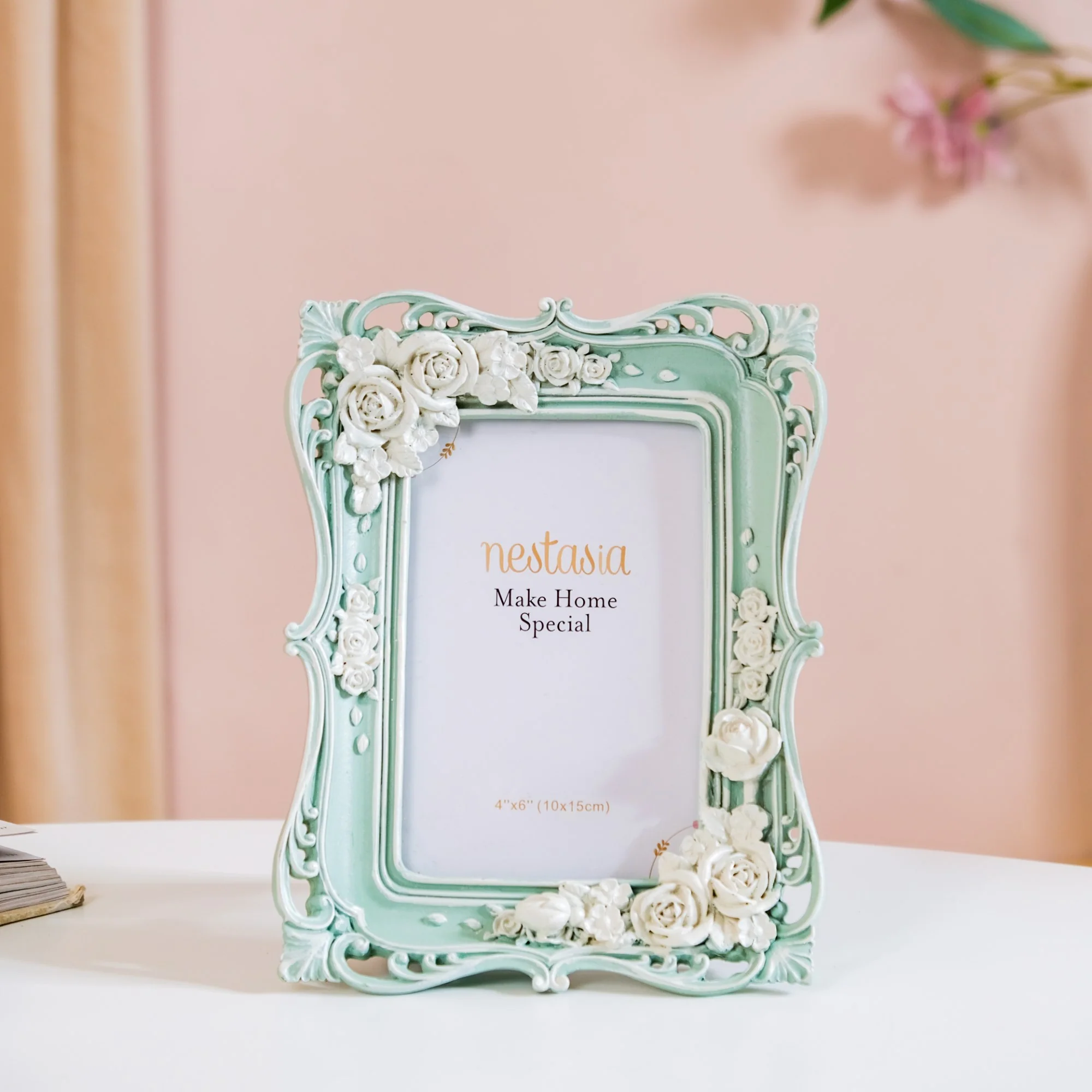 Vintage Rose Blossom Resin Photo Frame 8"x6" - Image 2