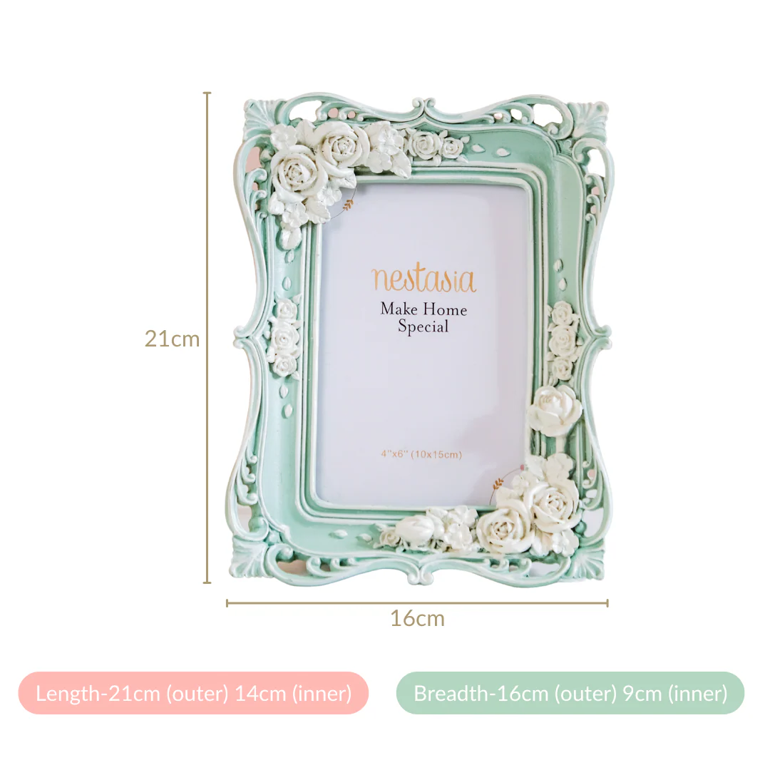 Vintage Rose Blossom Resin Photo Frame 8"x6" - Image 5