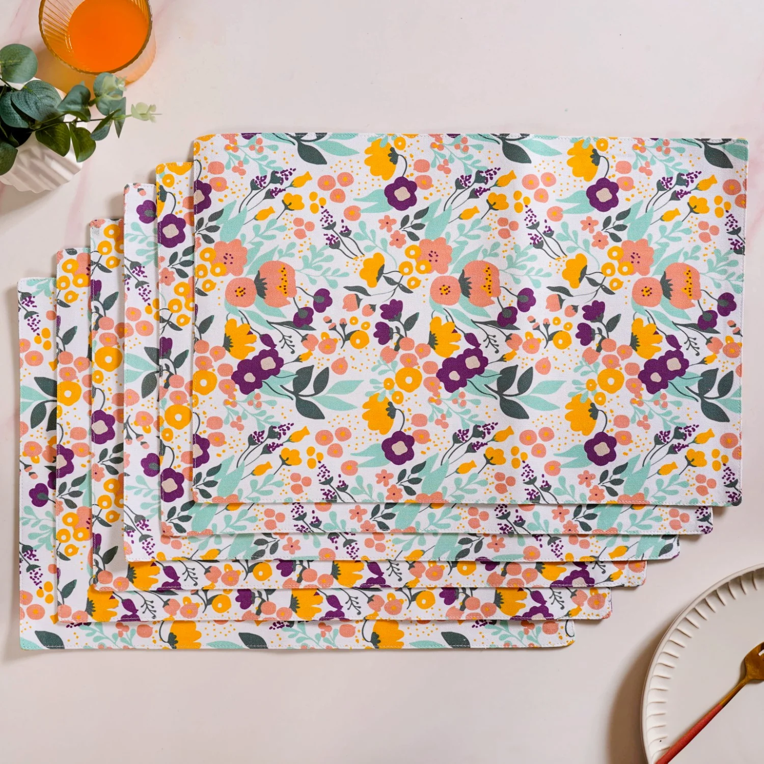 Viola Linen Table Napkins Mats And Runner Set - Image 6