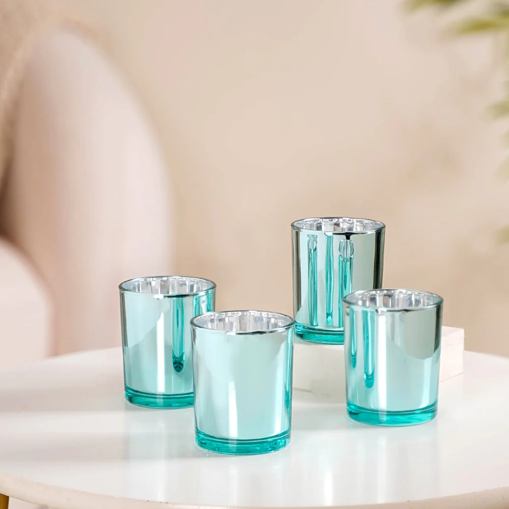 Votive Glass Tealight Holder Set Of 4 Blue - Image 7