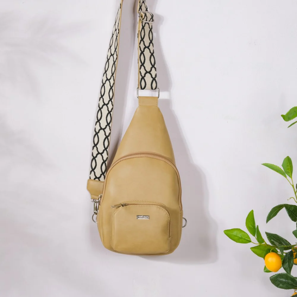 Voyager One Shoulder Sling Backpack Beige - Image 7