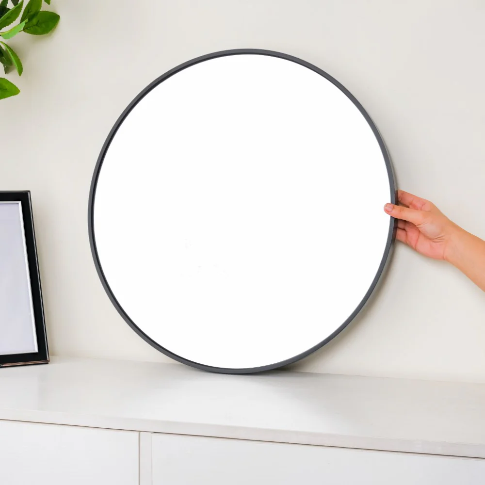 Wall Black Border Minimalist Round Mirror 19 Inch - Image 2