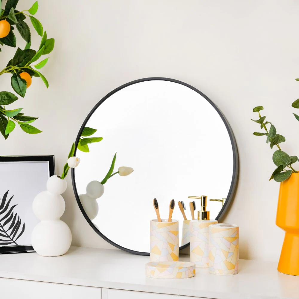 Wall Black Border Minimalist Round Mirror 19 Inch - Image 4