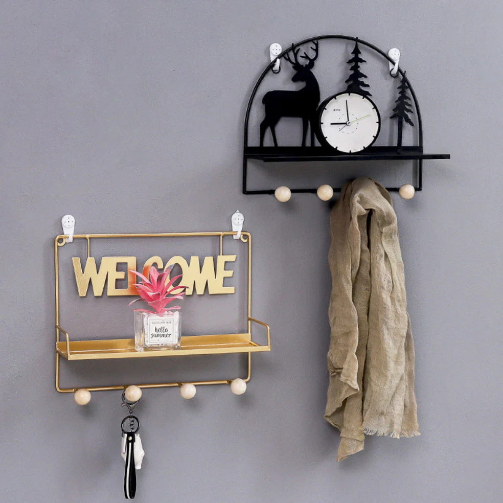 Wall Hanging Shelf Forest Reindeer Black - Image 2
