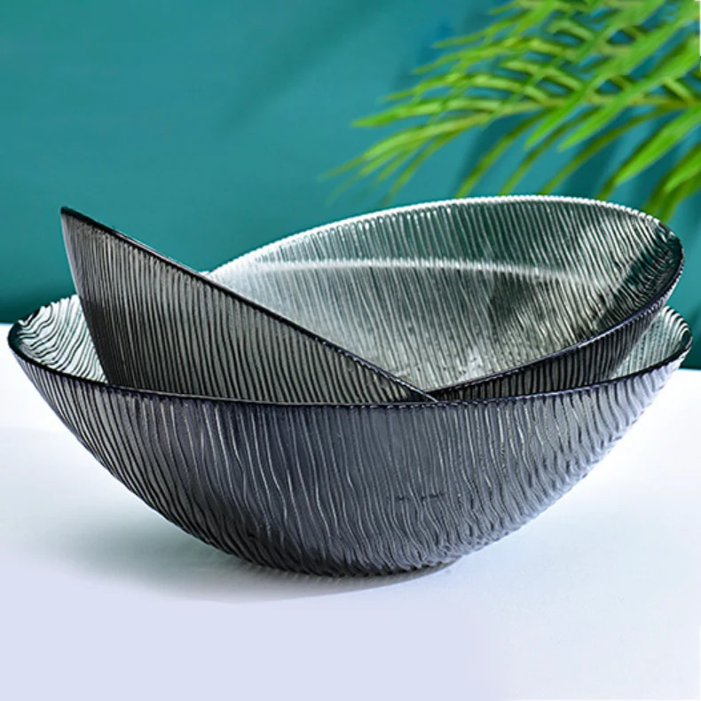 Waves Glass Bowl Set of 3 Grey - Image 17