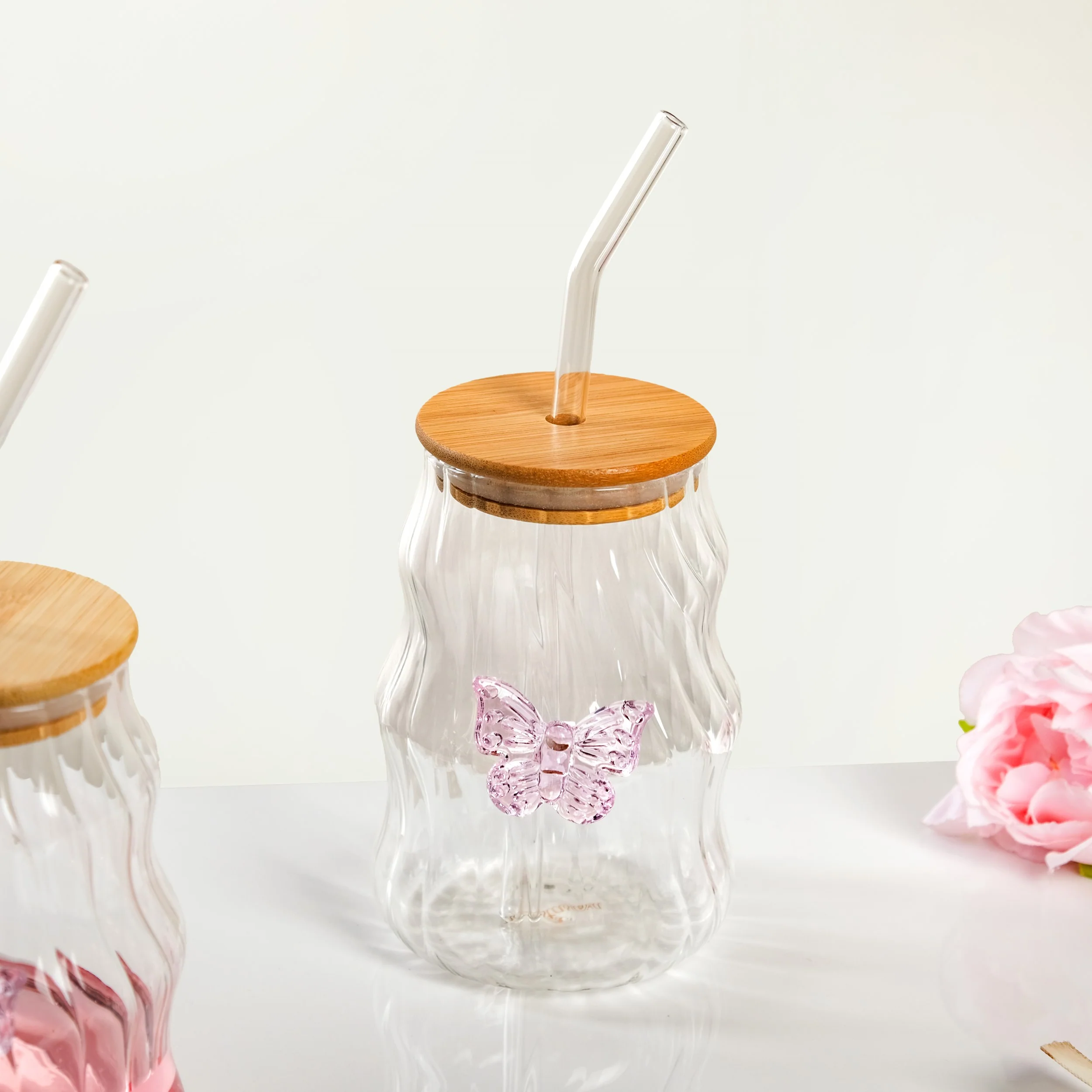 Wavy Butterfly Tumbler With Straw Set Of 2 500ml - Image 6