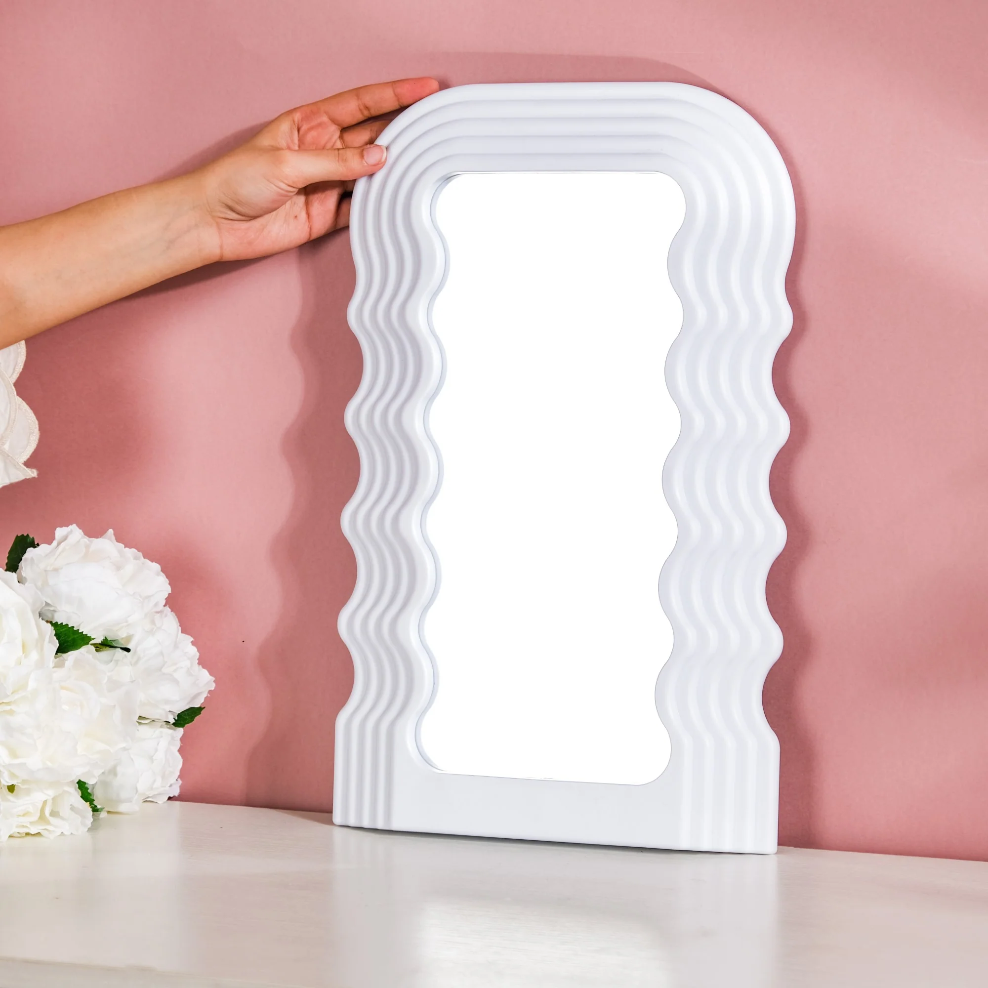 Wavy Wall Mirror White - Image 2