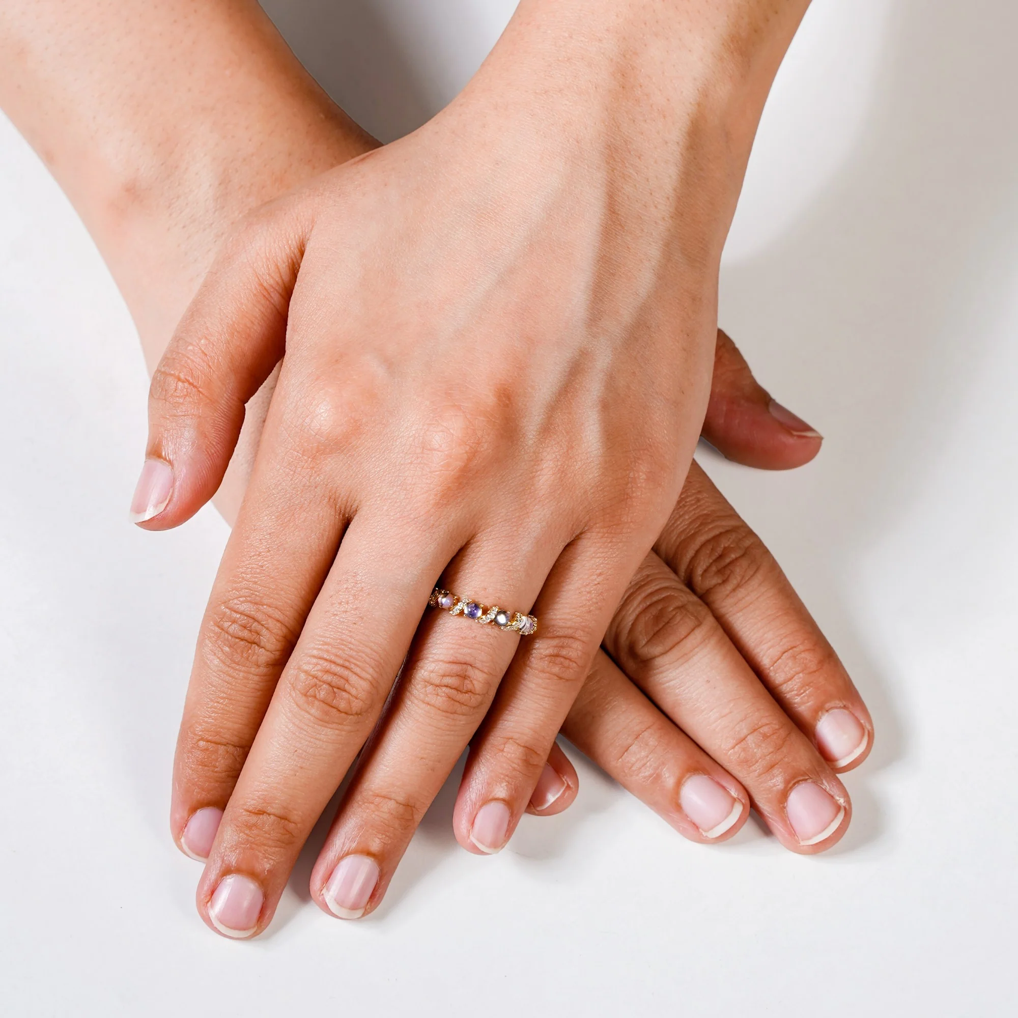 Whispering Pink Blush Statement Gold Ring - Image 2
