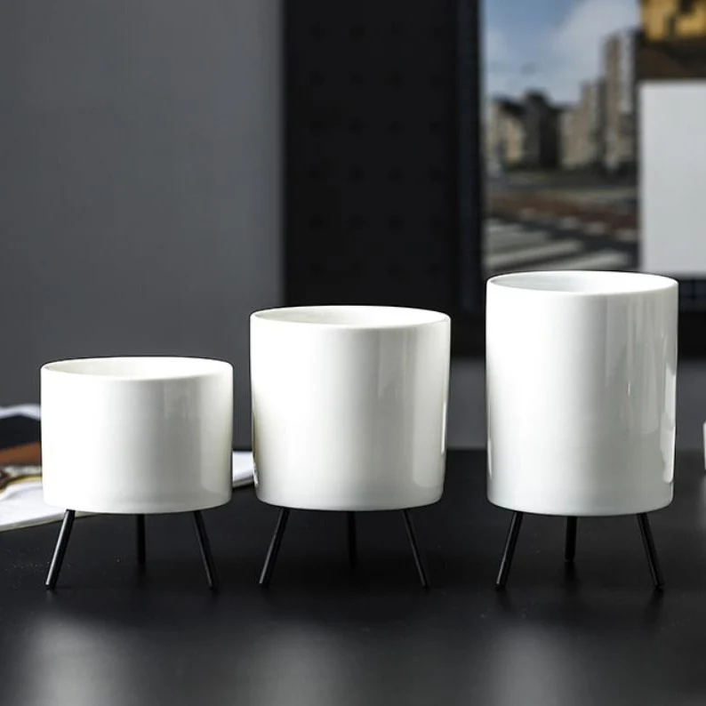 White Planter With Stand - Image 4
