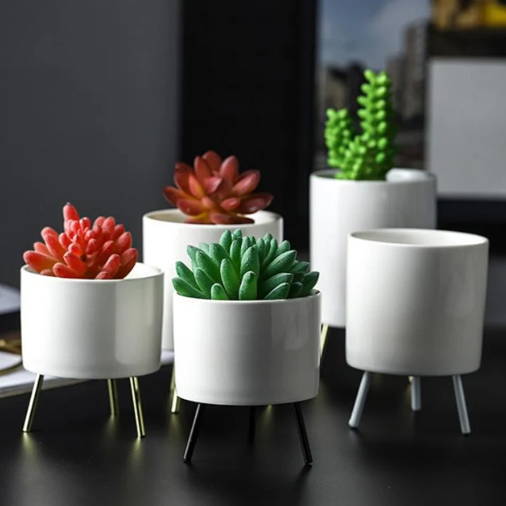 White Planter With Stand - Image 5