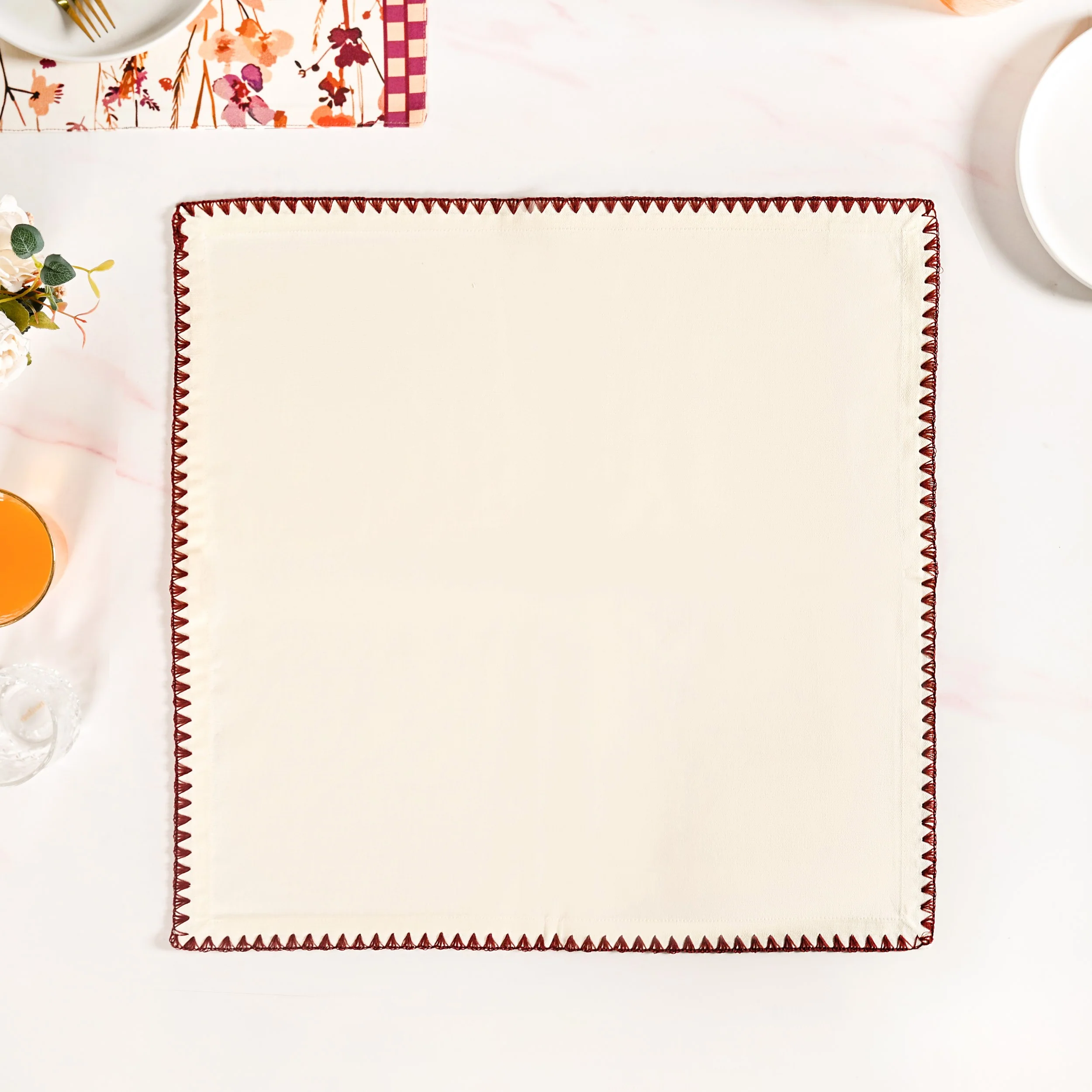 White Cotton Table Napkin Set Of 4 - Image 7