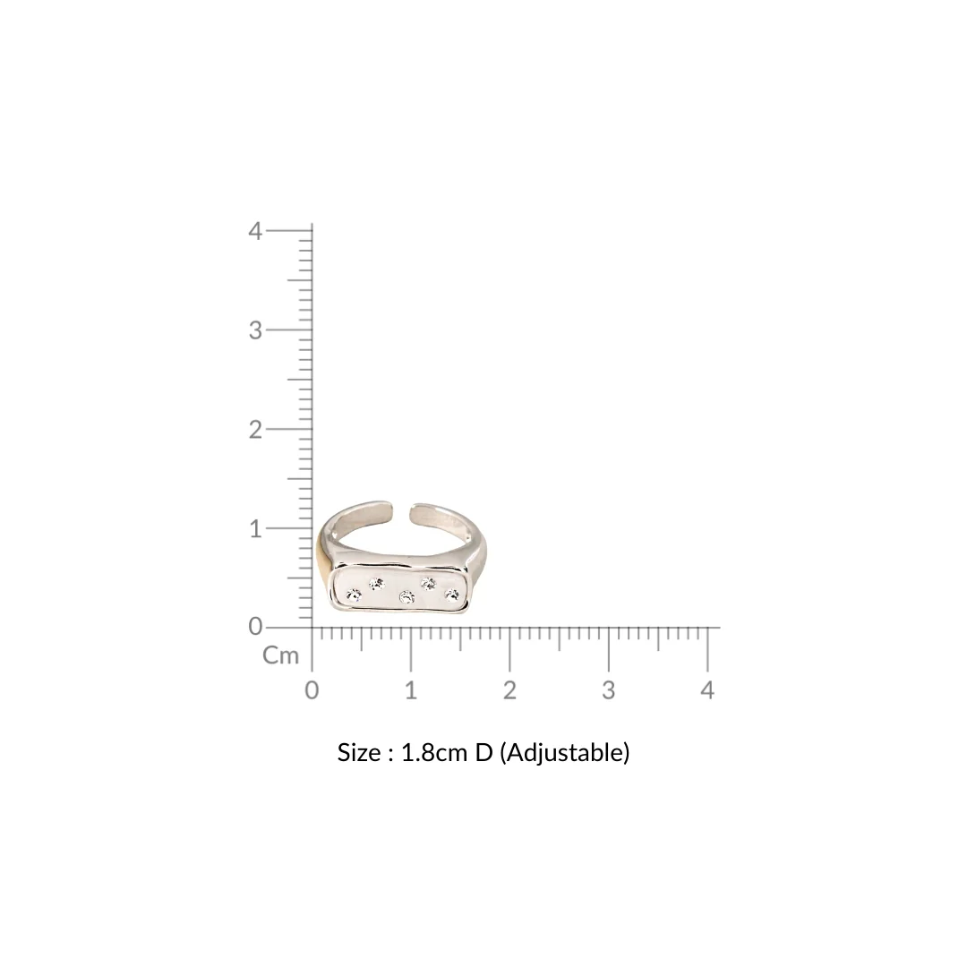 White Domino Stone Studded Silver Ring - Image 3