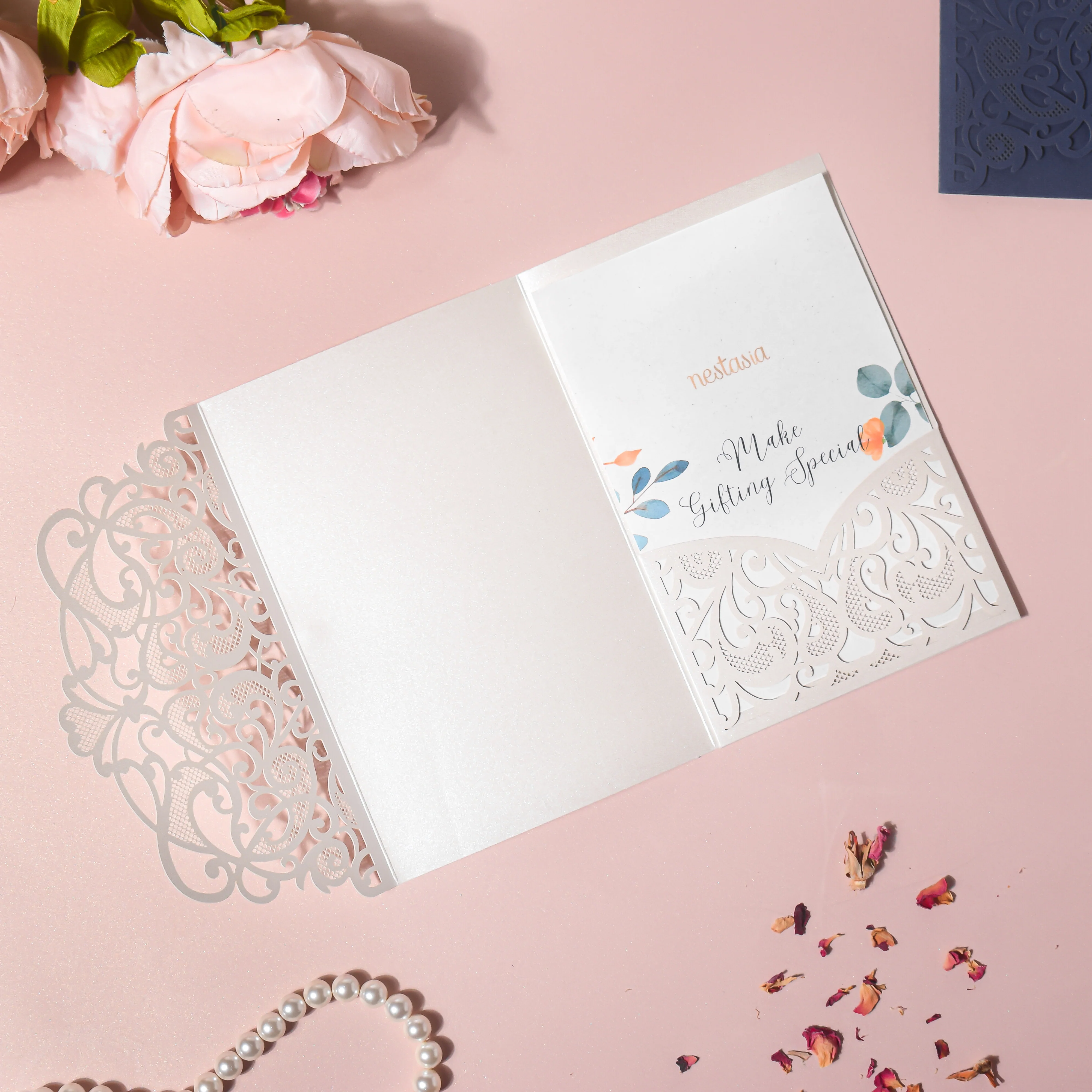 White Filigree Paper Envelope Set Of 10 - Image 5