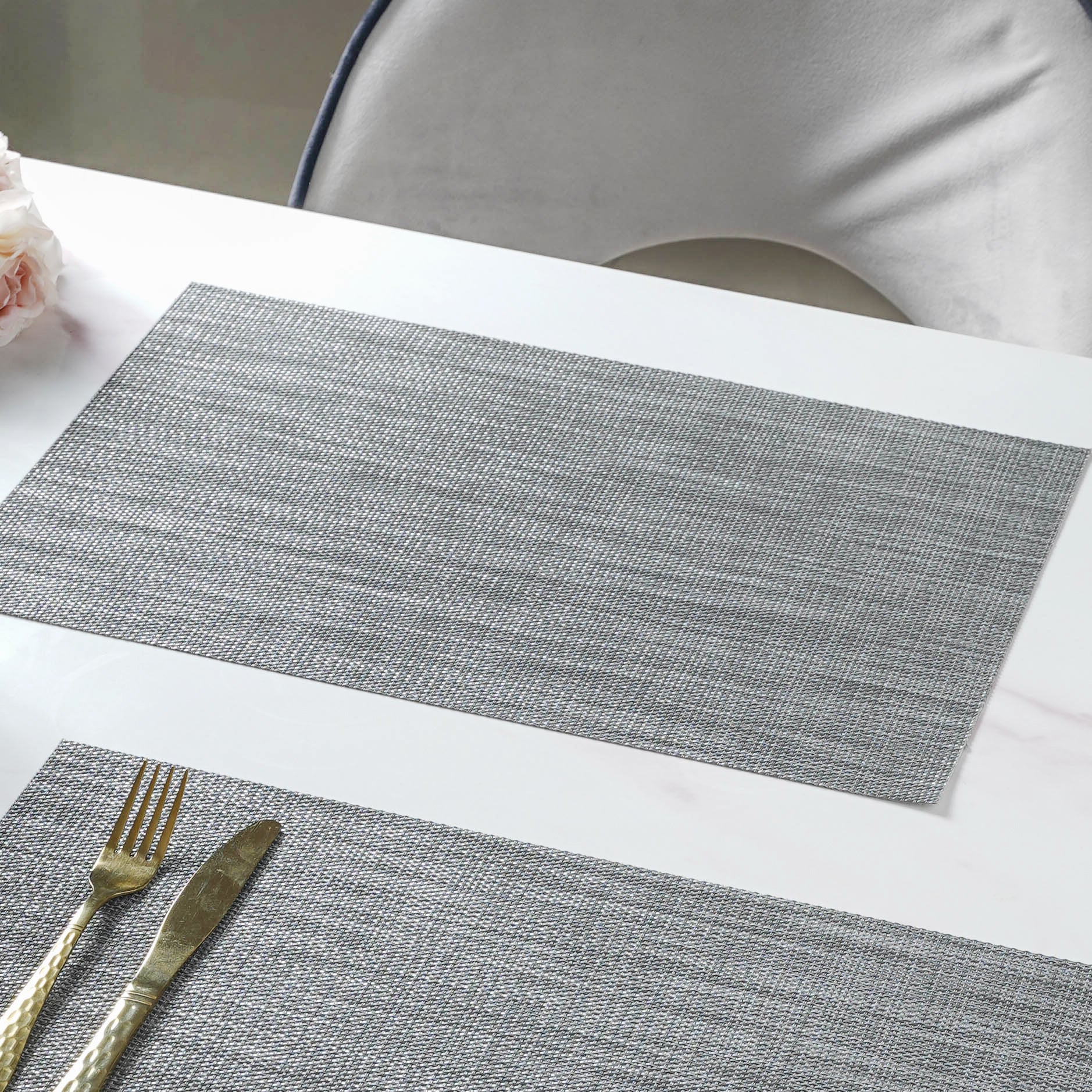 White-grey PVC Table Mat Set of 6 - Image 6