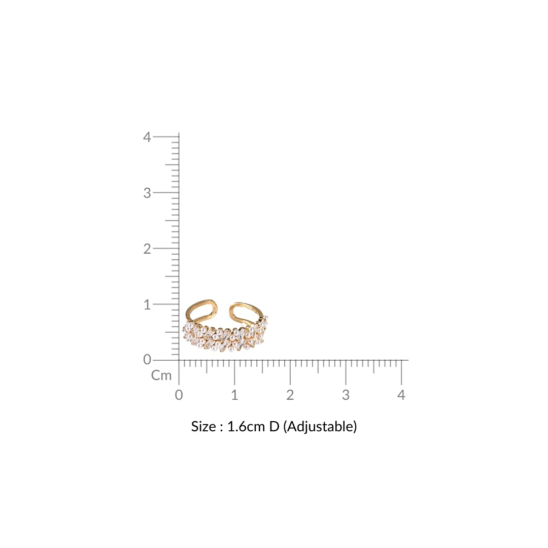 White Pearl Blossom Gold Ring - Image 3