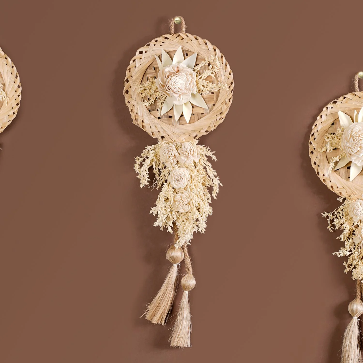 Organic White Petals Dried Flower Wall Decor Set Of 4 - Image 6
