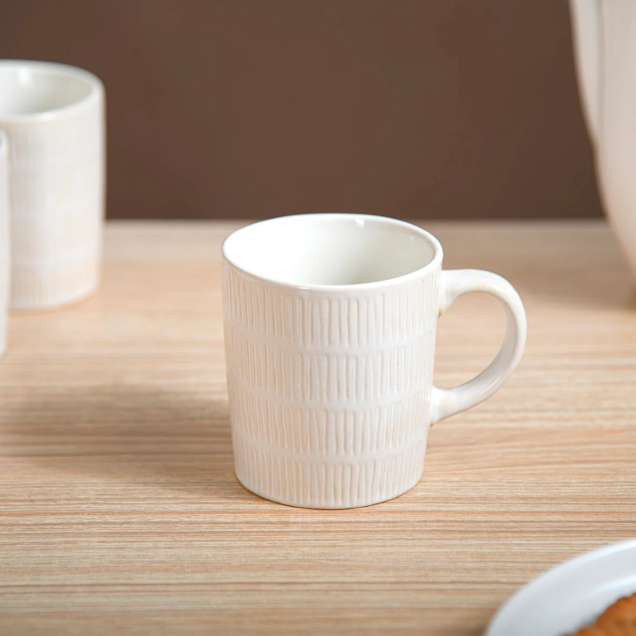 White Ribbed Coffee Mug Set Of 6 220ml - Image 8