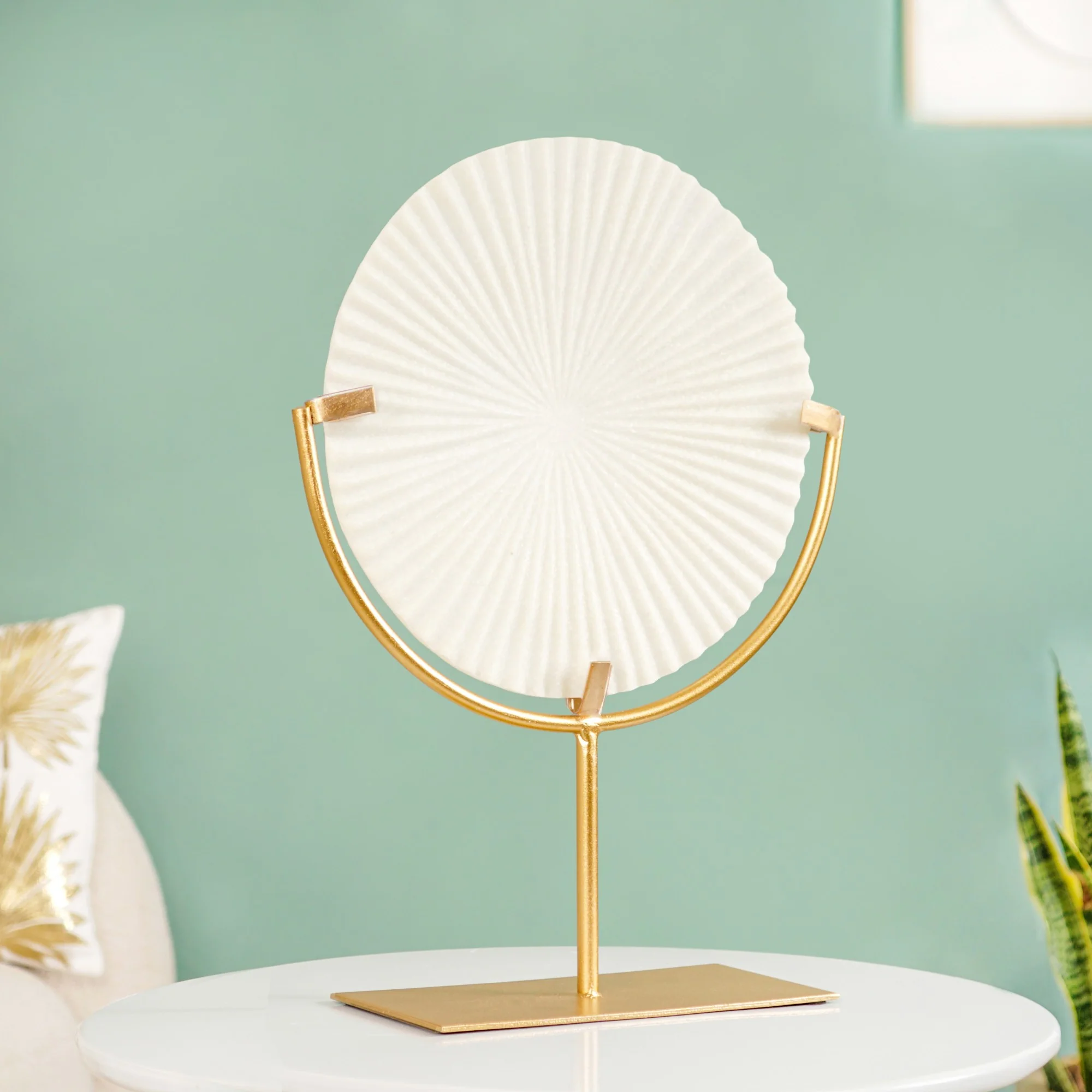 White Ribbed Disc Home Decor - Image 2