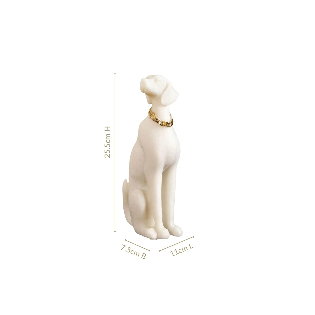 White Sitting Dog Luxe Statue - Image 4