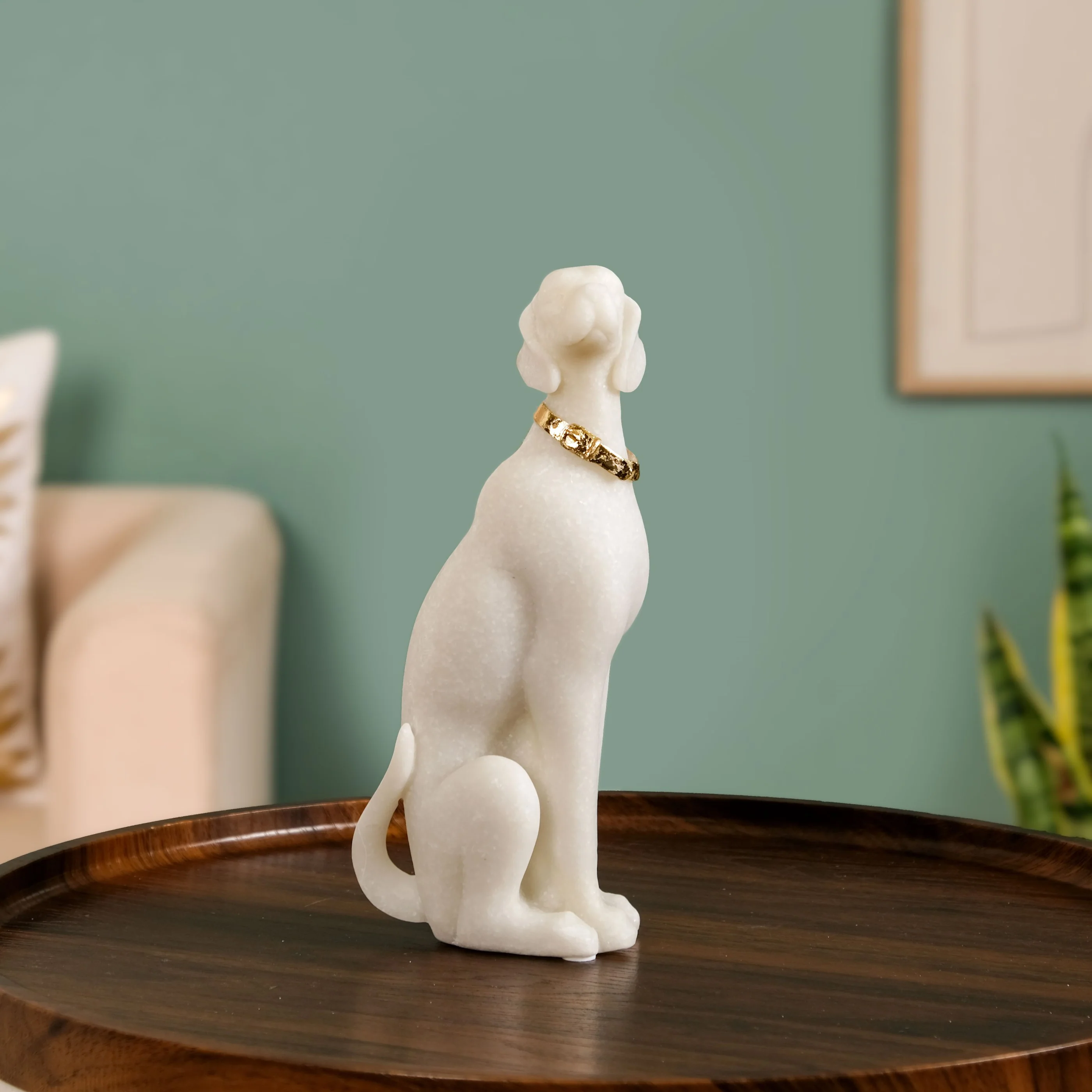 White Sitting Dog Luxe Statue - Image 9